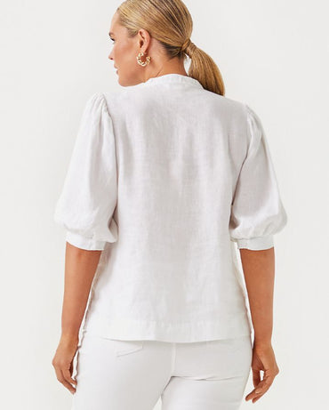 MIALEIGH ELBOW SLEEVE LINEN TOP