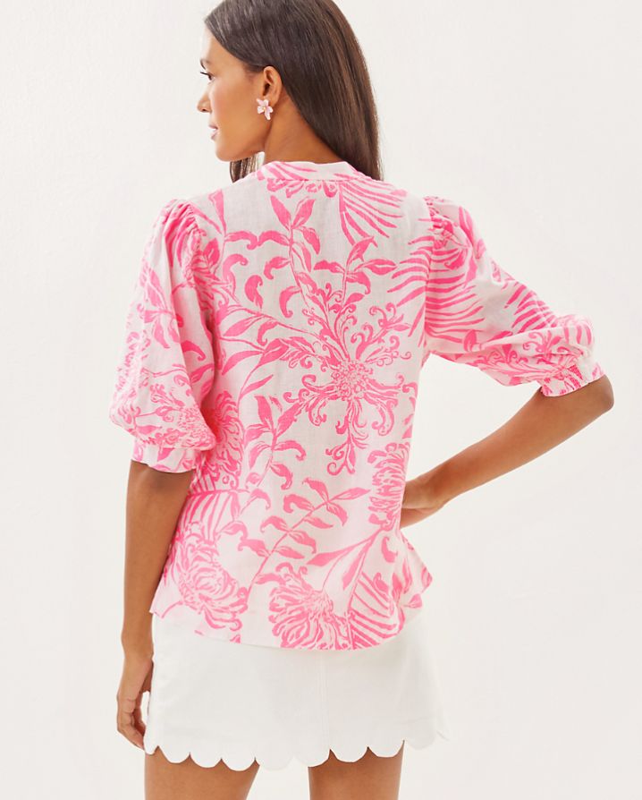 MIALEIGH ELBOW SLEEVE LINEN TOP