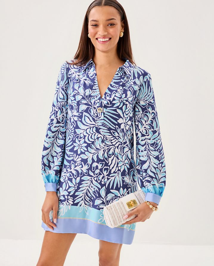 IRALANNE LONG SLEEVE POPOVER SHIRTDRESS