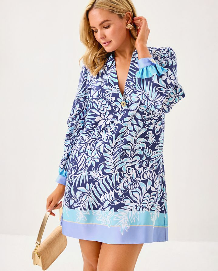IRALANNE LONG SLEEVE POPOVER SHIRTDRESS