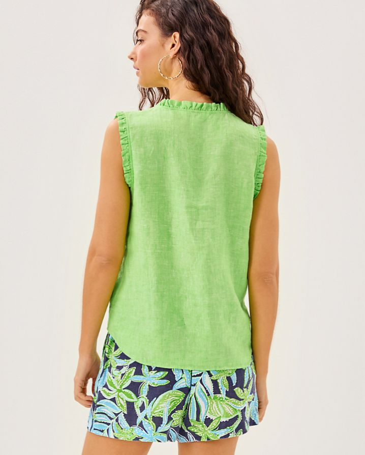 KAVALLA SLEEVELESS RUFFLE TOP