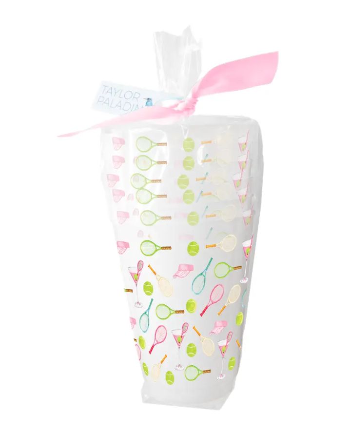 TENNIS PATTERN FROSTED CUPS