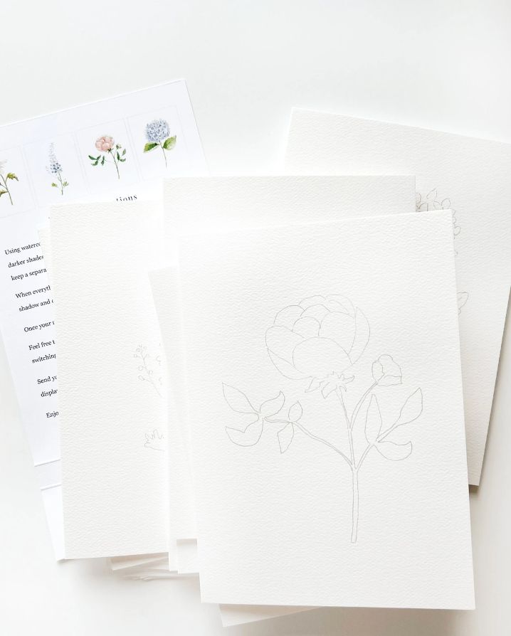 GARDEN FLOWERS PAINTABLE NOTECARDS