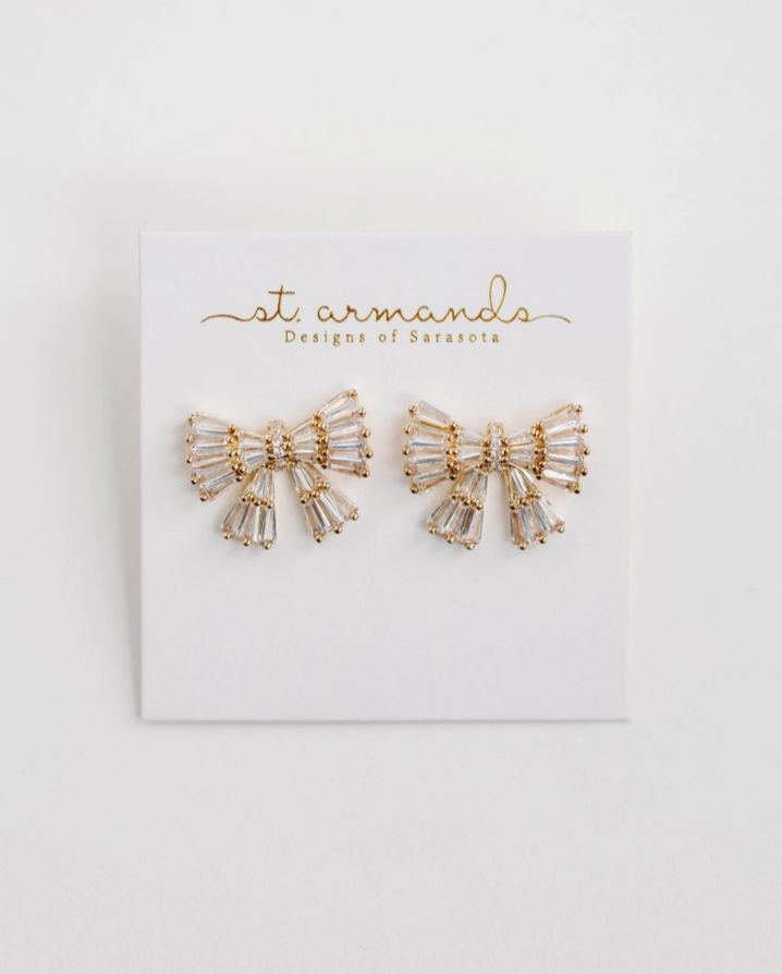 SPARKLER STATEMENT STUD BOW EARRINGS
