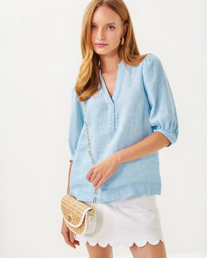 MIALEIGH ELBOW SLEEVE LINEN TOP