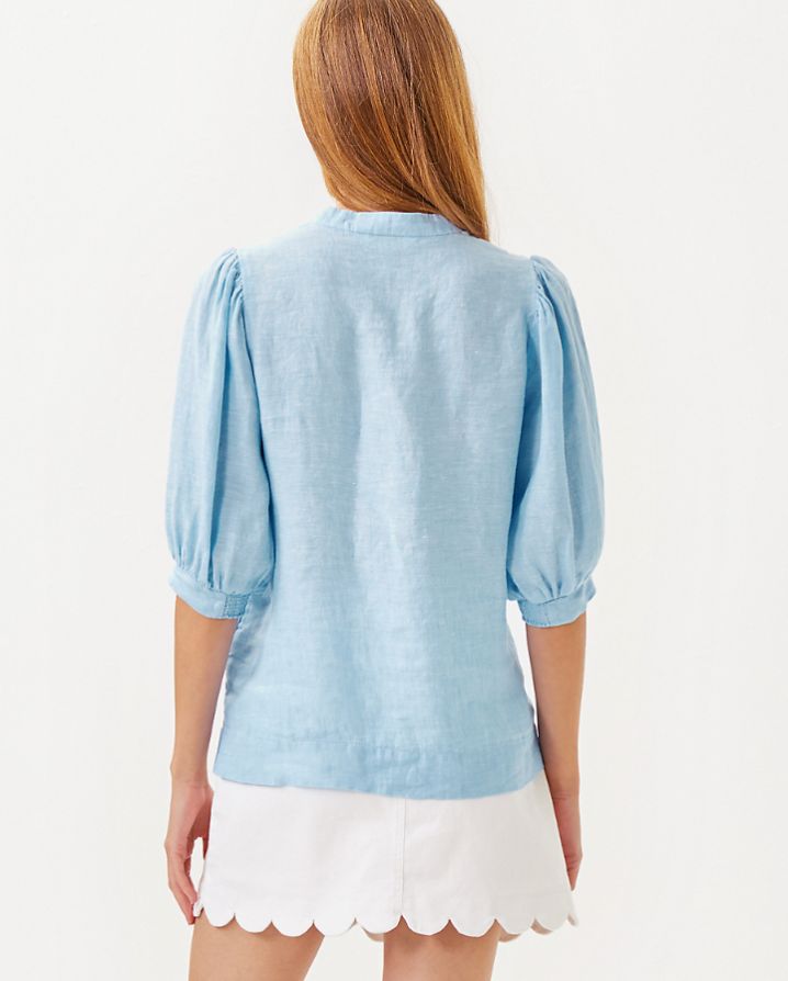 MIALEIGH ELBOW SLEEVE LINEN TOP