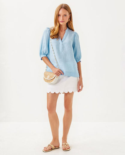 MIALEIGH ELBOW SLEEVE LINEN TOP