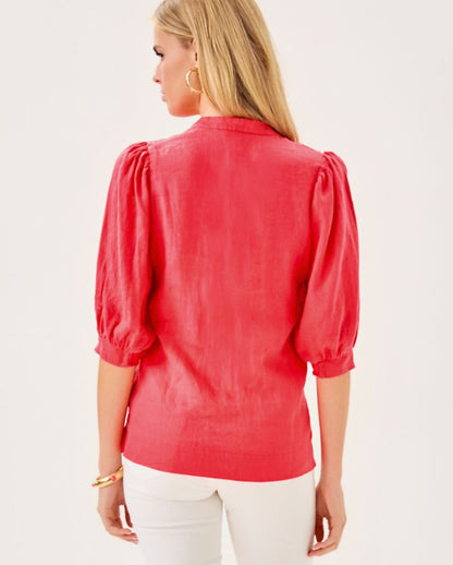 MIALEIGH ELBOW SLEEVE LINEN TOP