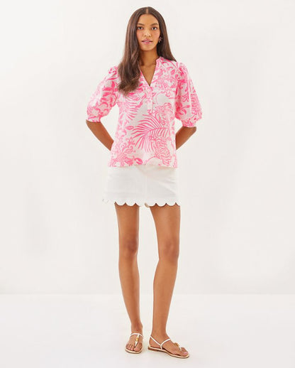 MIALEIGH ELBOW SLEEVE LINEN TOP