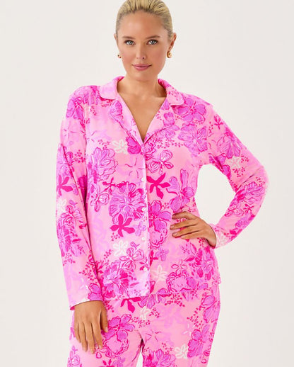 PJ KNIT LS BUTTON-UP TOP