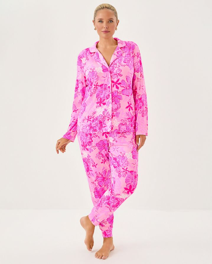 PJ KNIT LS BUTTON-UP TOP