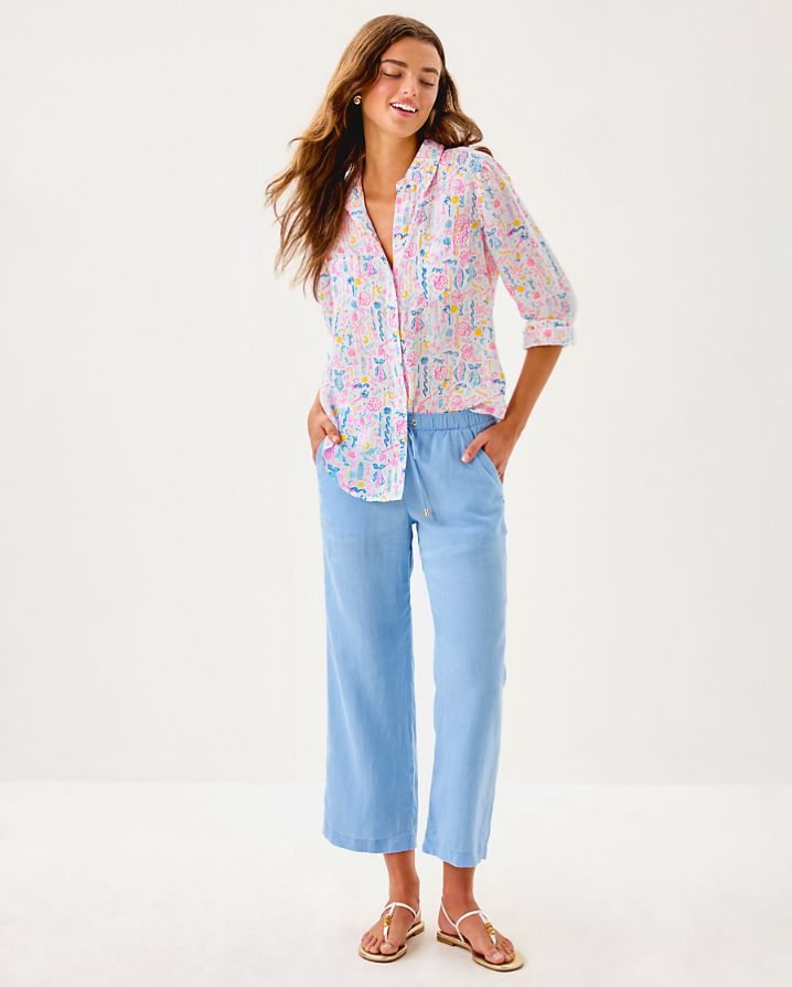 BRAWLEY LINEN CROP PANT