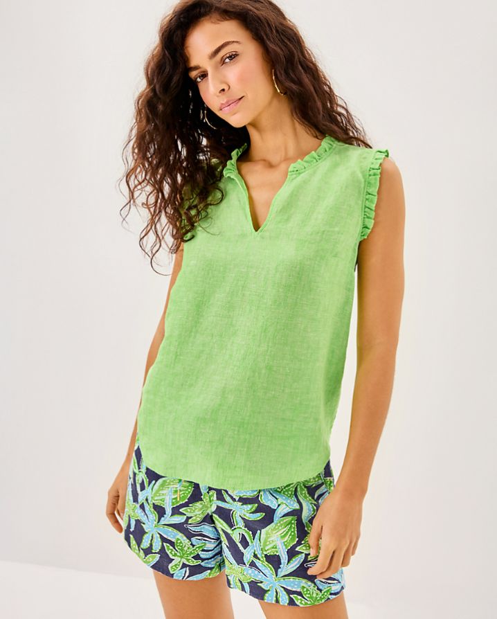 KAVALLA SLEEVELESS RUFFLE TOP