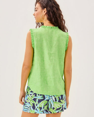 KAVALLA SLEEVELESS RUFFLE TOP