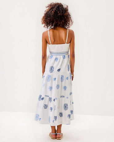 ZANNA EMBROIDERED COTTON MIDI DRESS