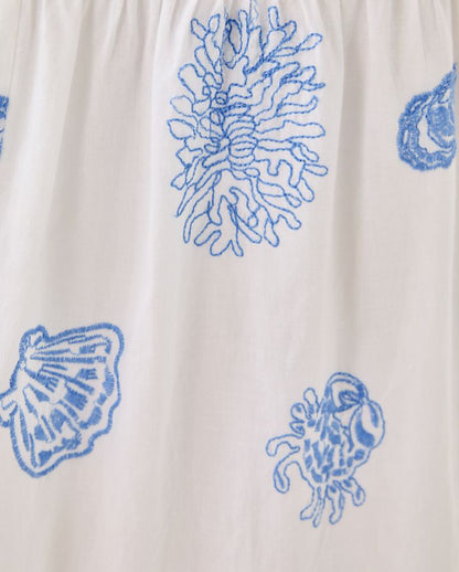 ZANNA EMBROIDERED COTTON MIDI DRESS