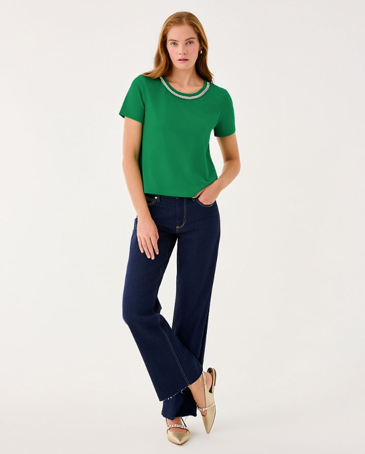 CLAIRMONT RHINESTONE KNIT TOP