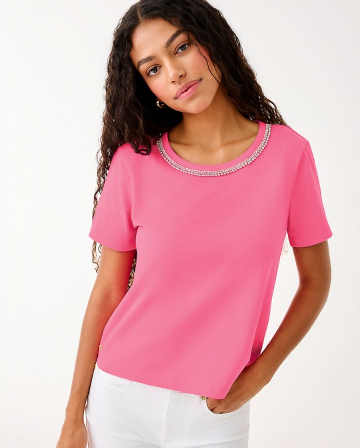 CLAIRMONT RHINESTONE KNIT TOP