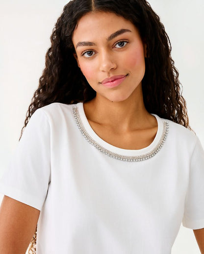 CLAIRMONT RHINESTONE KNIT TOP