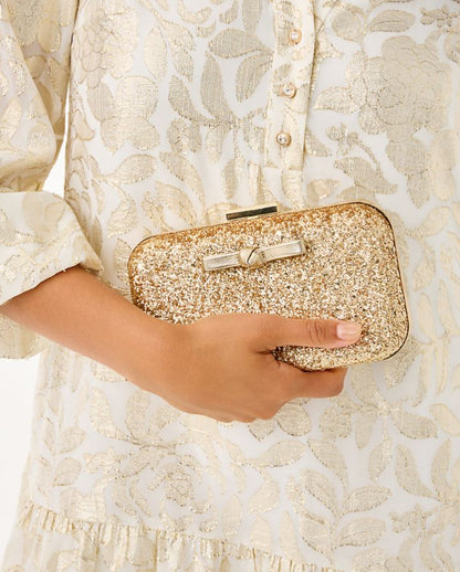 WANDA BOW GLITTER CLUTCH