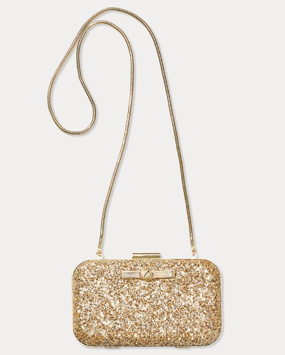 WANDA BOW GLITTER CLUTCH