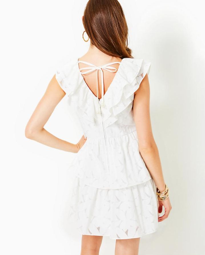 RITAMARIE EYELET RUFFLE DRESS