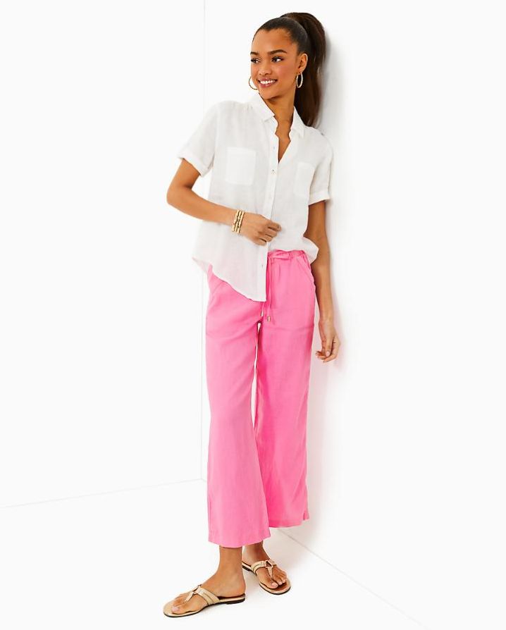 BRAWLEY LINEN CROP PANT