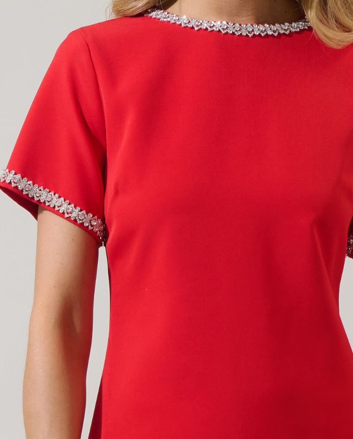 KAITLYN RHONESTONE SHIFT MINI DRESS