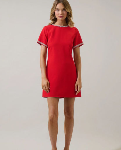 KAITLYN RHONESTONE SHIFT MINI DRESS