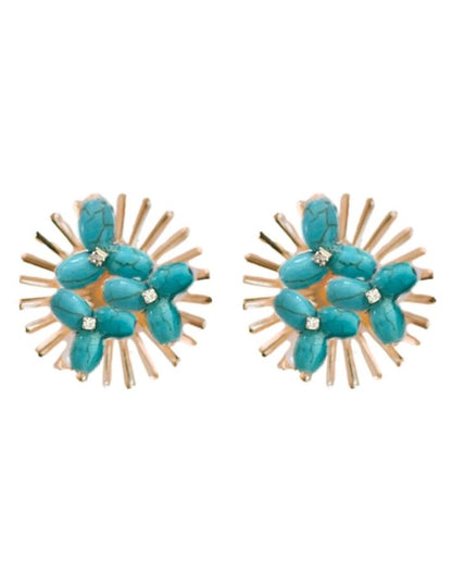TURQUOISE SUNBURST STATEMENT STUD EARRINGS